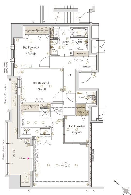 クラブスタイル大橋レーヴ 間取り Ebタイプ