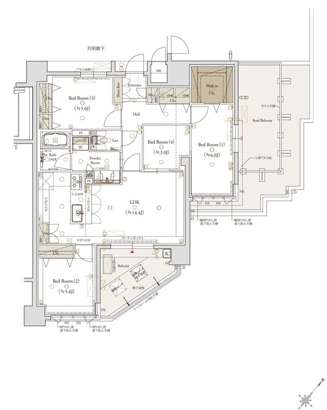 クラブスタイル大橋レーヴ 間取り Fタイプ