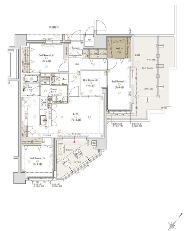 クラブスタイル大橋レーヴ 間取り Fタイプ