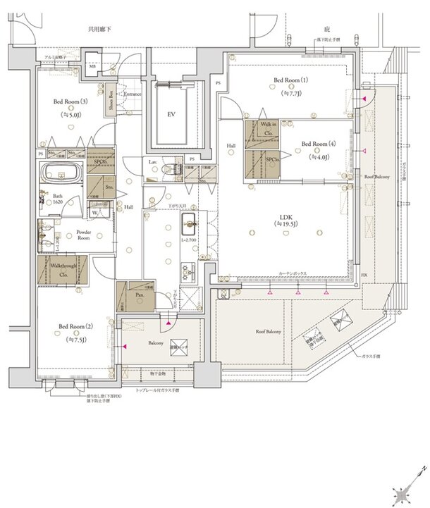 クラブスタイル大橋レーヴ 間取り Gタイプ