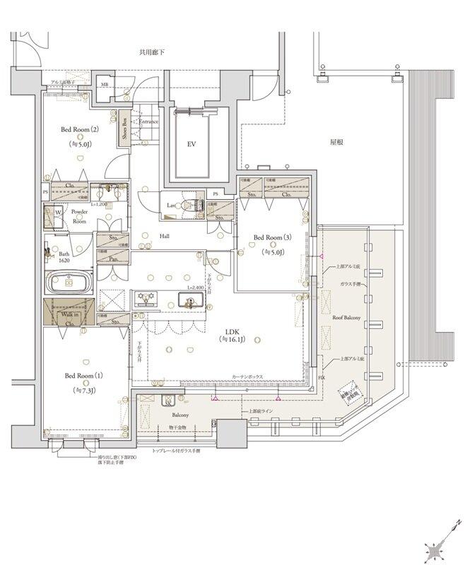 クラブスタイル大橋レーヴ 間取り Hタイプ