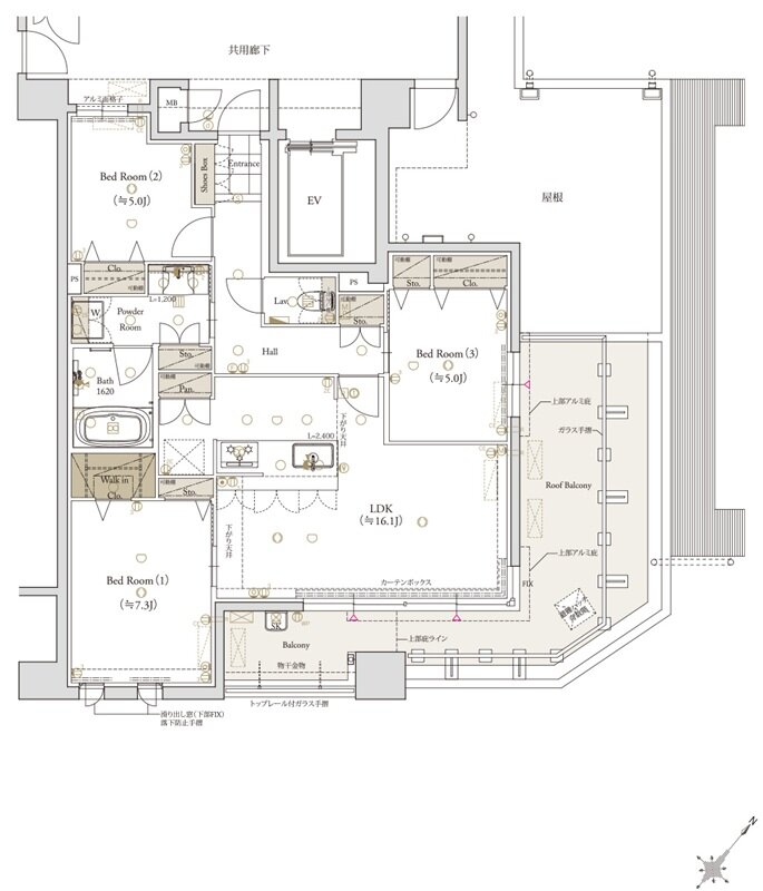 クラブスタイル大橋レーヴ 間取り Hタイプ