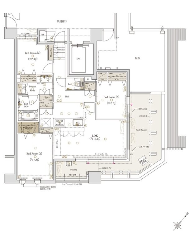 クラブスタイル大橋レーヴ 間取り Hタイプ