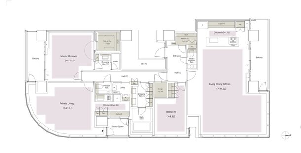 パークコート麻布十番東京 ザ タワー ノース／ザ タワー サウス 間取り E205eタイプ（ザ タワー ノース）