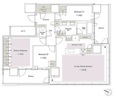 パークコート麻布十番東京 ザ タワー ノース／ザ タワー サウス 間取り 100Bsタイプ（ザ タワー サウス）
