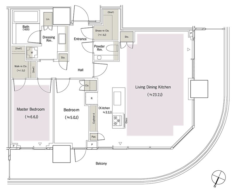 パークコート麻布十番東京 ザ タワー ノース/ザ タワー サウス 間取り 81wタイプ(ザ タワー サウス)