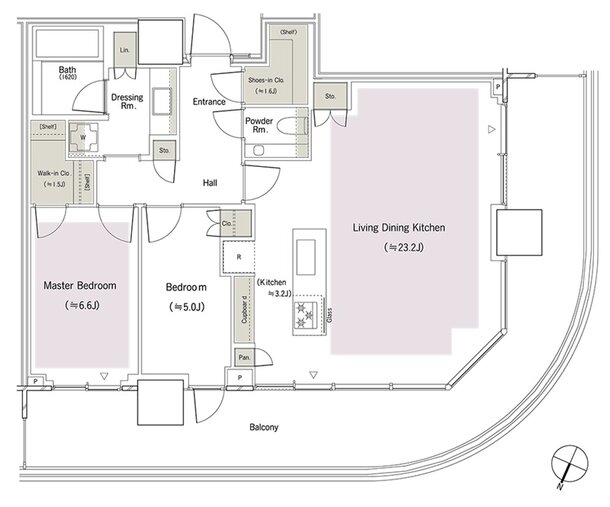 パークコート麻布十番東京 ザ タワー ノース／ザ タワー サウス 間取り 81wタイプ（ザ タワー サウス）