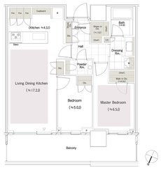 パークコート麻布十番東京 ザ タワー ノース／ザ タワー サウス 間取り 67nwタイプ（ザ タワー サウス）