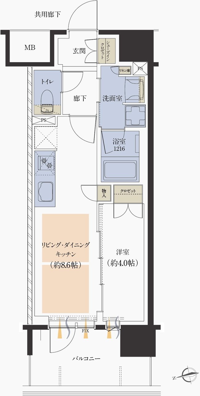レーベン大阪上本町プレイズ 間取り B type
