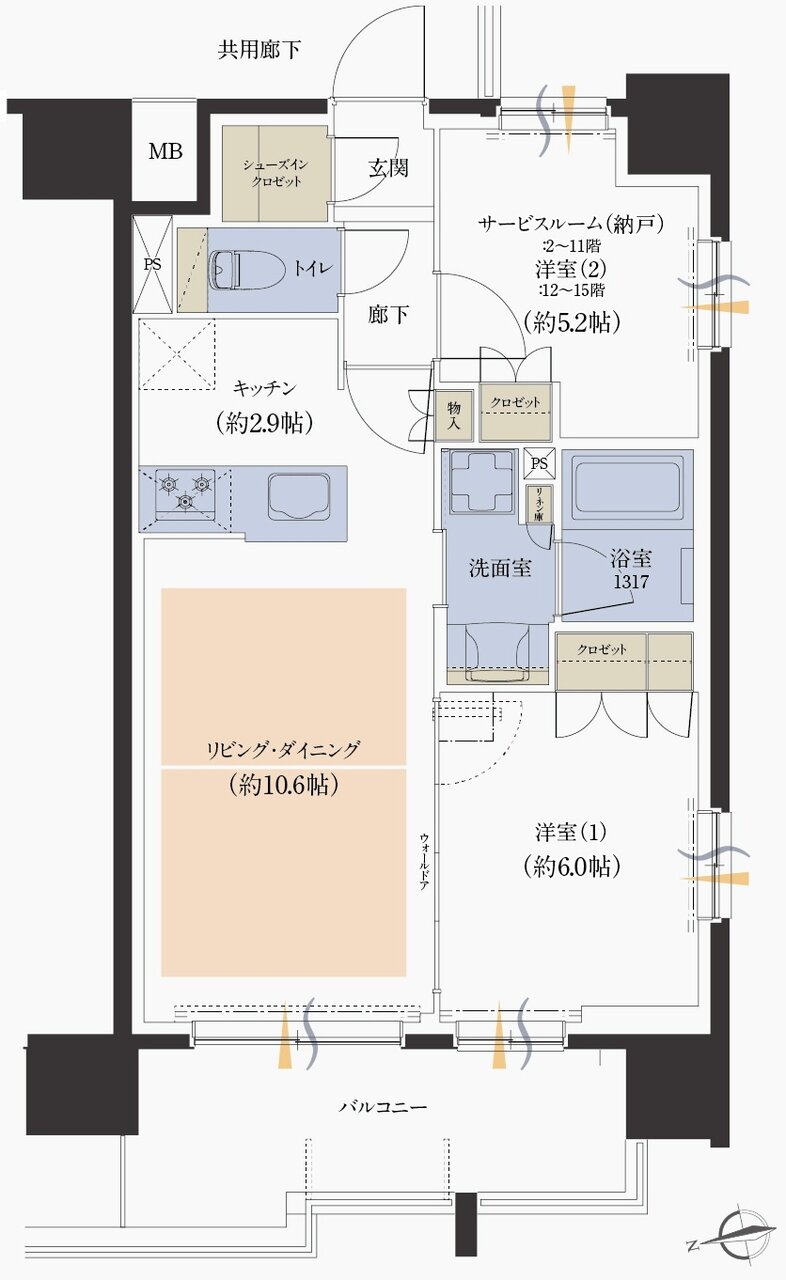 レーベン大阪上本町プレイズ 間取り C type