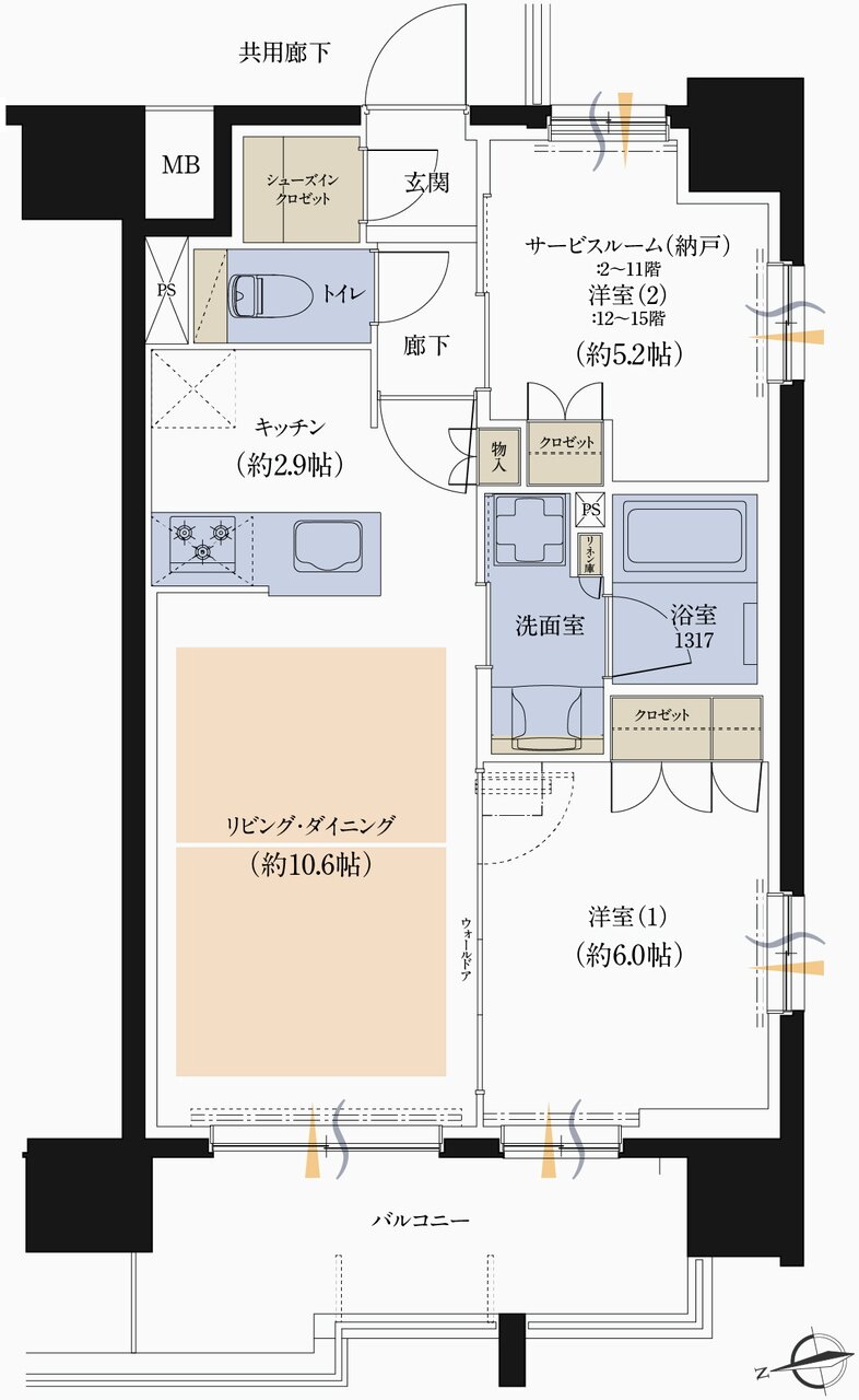 レーベン大阪上本町プレイズ 間取り C type