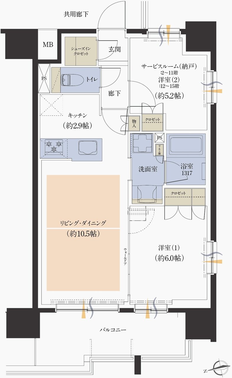 レーベン大阪上本町プレイズ 間取り C type