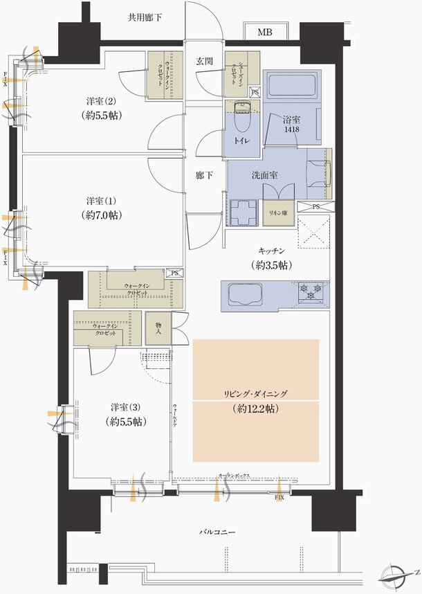 レーベン大阪上本町プレイズ 間取り D type