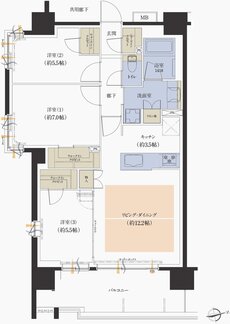 レーベン大阪上本町プレイズ 間取り D type
