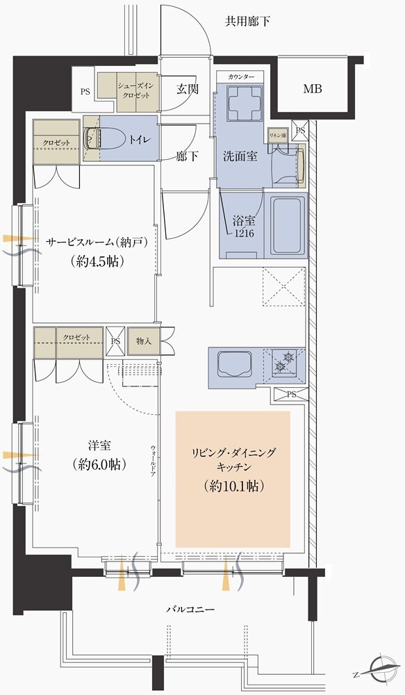 レーベン大阪上本町プレイズ 間取り A type（偶数階）