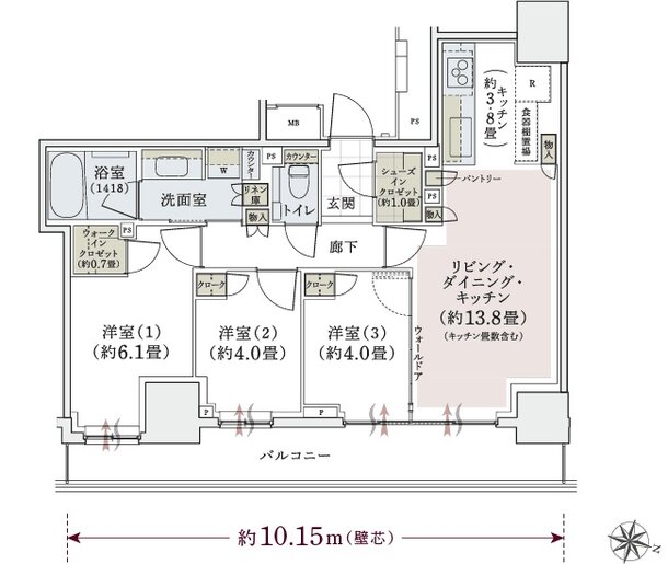 パークホームズ上用賀五丁目 間取り Bタイプ