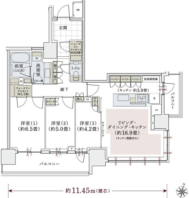 パークホームズ上用賀五丁目 間取り Cタイプ