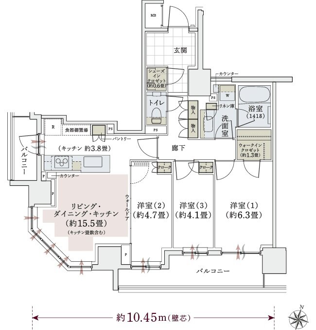 パークホームズ上用賀五丁目 間取り Dタイプ