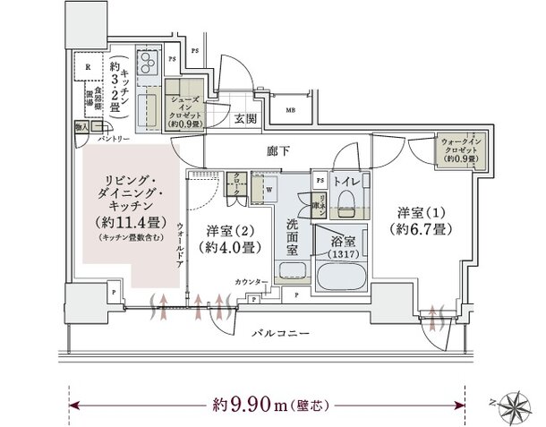 パークホームズ上用賀五丁目 間取り Eタイプ