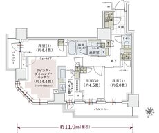 パークホームズ上用賀五丁目 間取り Aタイプ