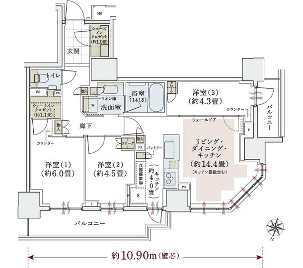 パークホームズ上用賀五丁目 間取り Fタイプ