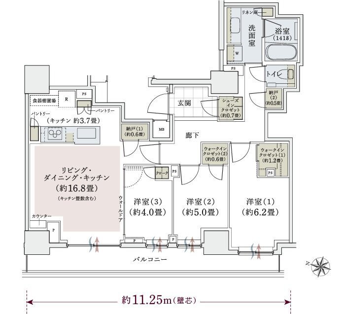 パークホームズ上用賀五丁目 間取り Iタイプ