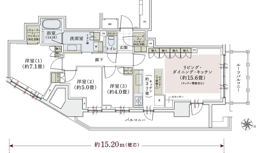 パークホームズ上用賀五丁目 間取り Jタイプ