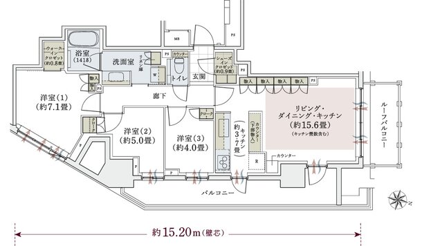 パークホームズ上用賀五丁目 間取り Jタイプ