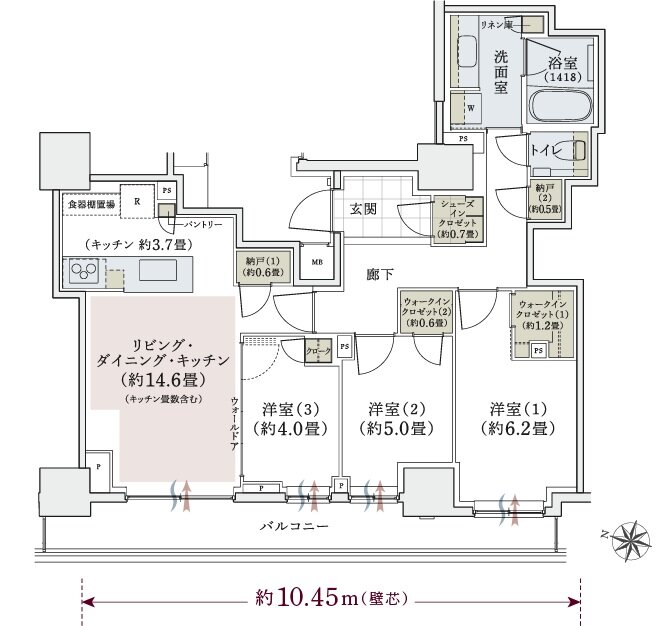 パークホームズ上用賀五丁目 間取り Kタイプ