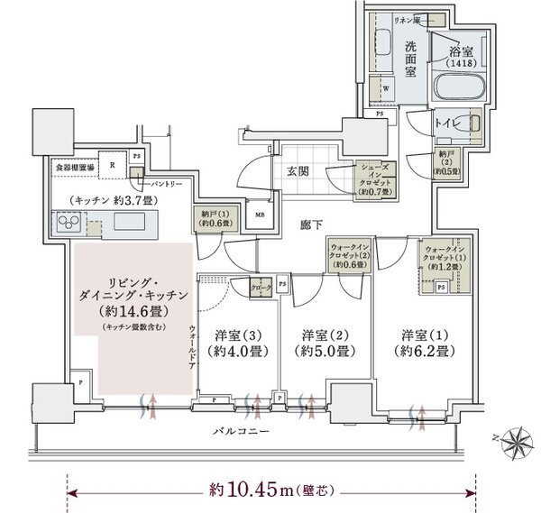 パークホームズ上用賀五丁目 間取り Kタイプ