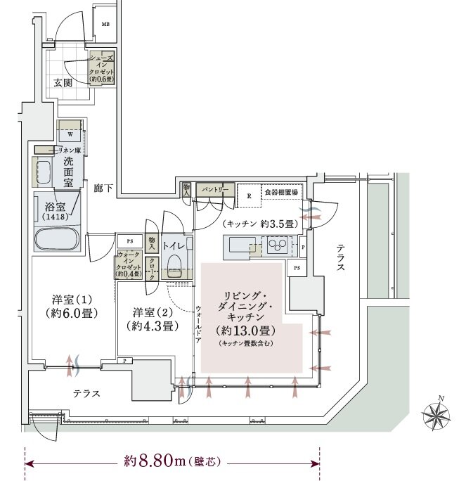 パークホームズ上用賀五丁目 間取り Mtタイプ