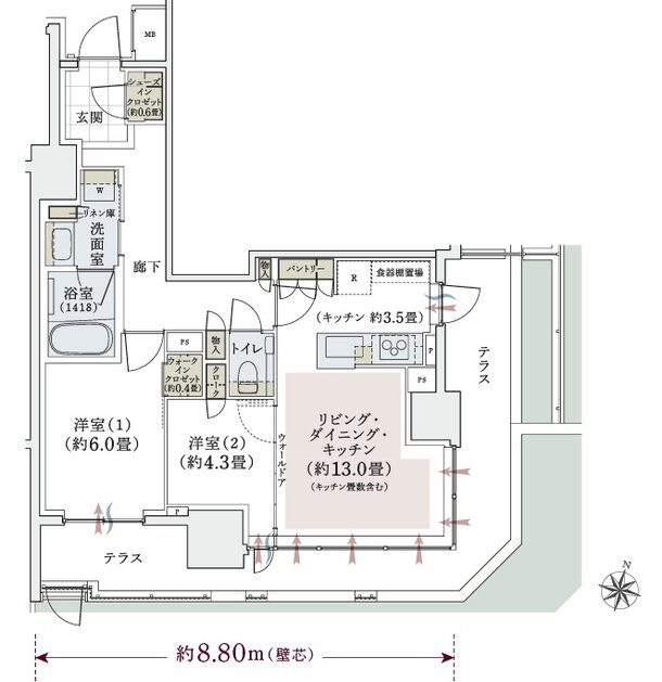 パークホームズ上用賀五丁目 間取り Mtタイプ