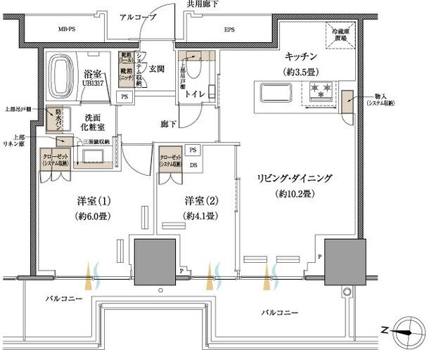 プラウドタワー赤羽 間取り B type