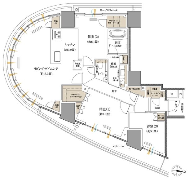 プラウドタワー赤羽 間取り F type