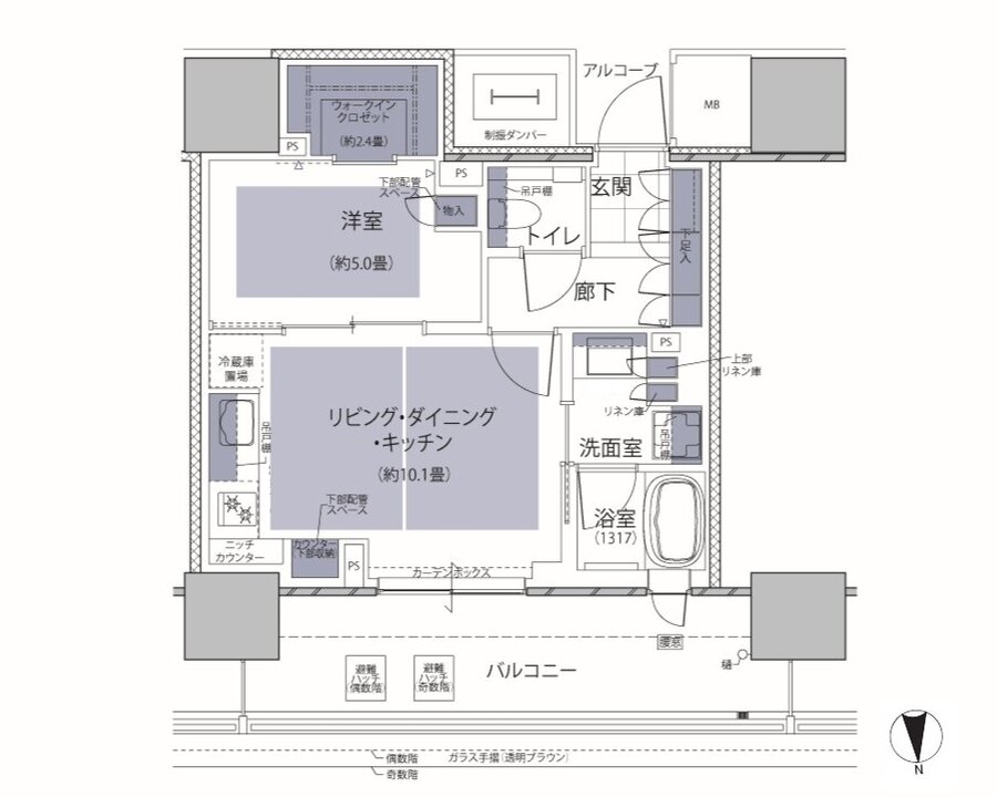 グランドメゾン梅田レジデンスタワー 間取り S-44N type