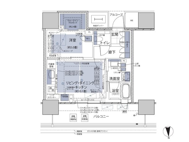 グランドメゾン梅田レジデンスタワー 間取り S-44N type