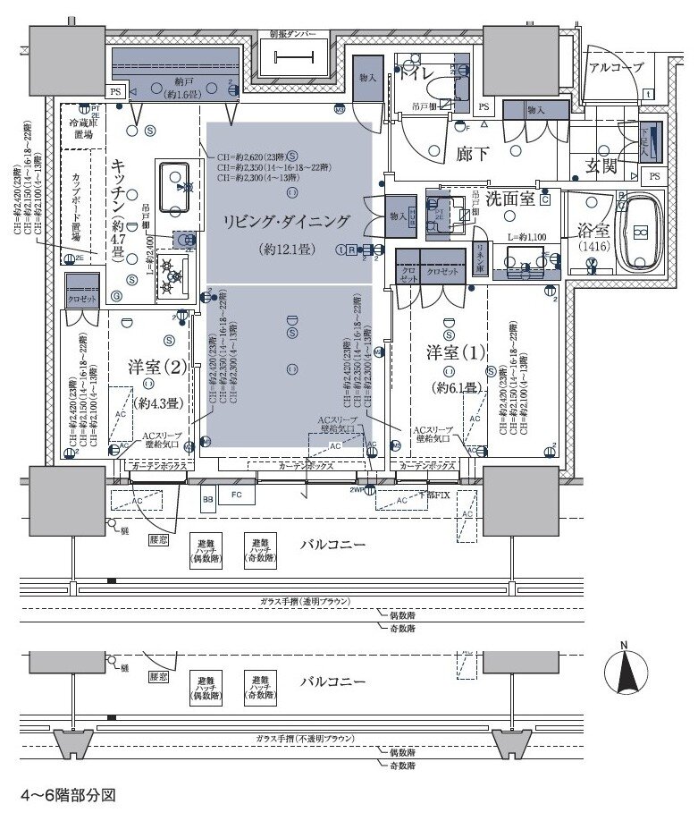 グランドメゾン梅田レジデンスタワー 間取り S-67S タイプ