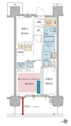 ガーラ・レジデンス相模大塚ステーションマーク 間取り B type