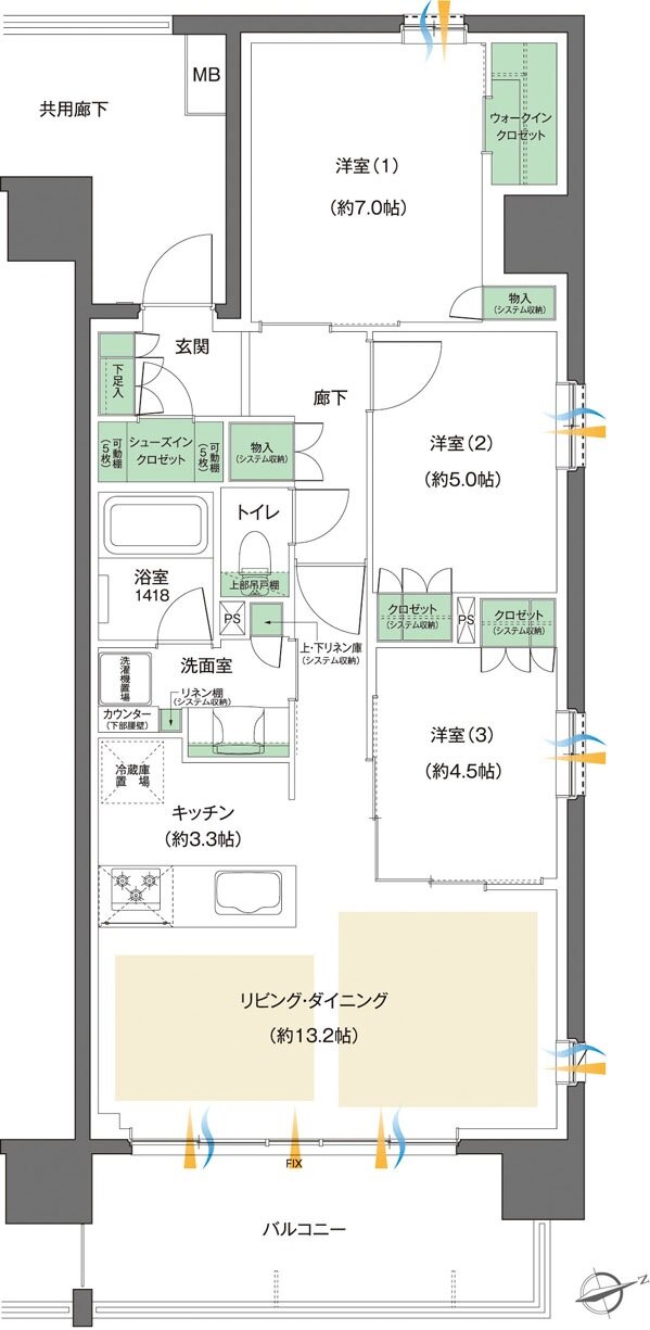 レーベン八乙女中央BLAS 間取り E type