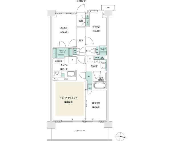 パークホームズ市が尾ブライトアベニュー 間取り A2タイプ