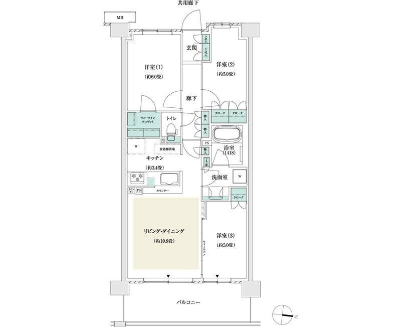 パークホームズ市が尾ブライトアベニュー 間取り Fタイプ