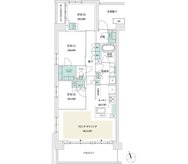 パークホームズ市が尾ブライトアベニュー 間取り Qタイプ