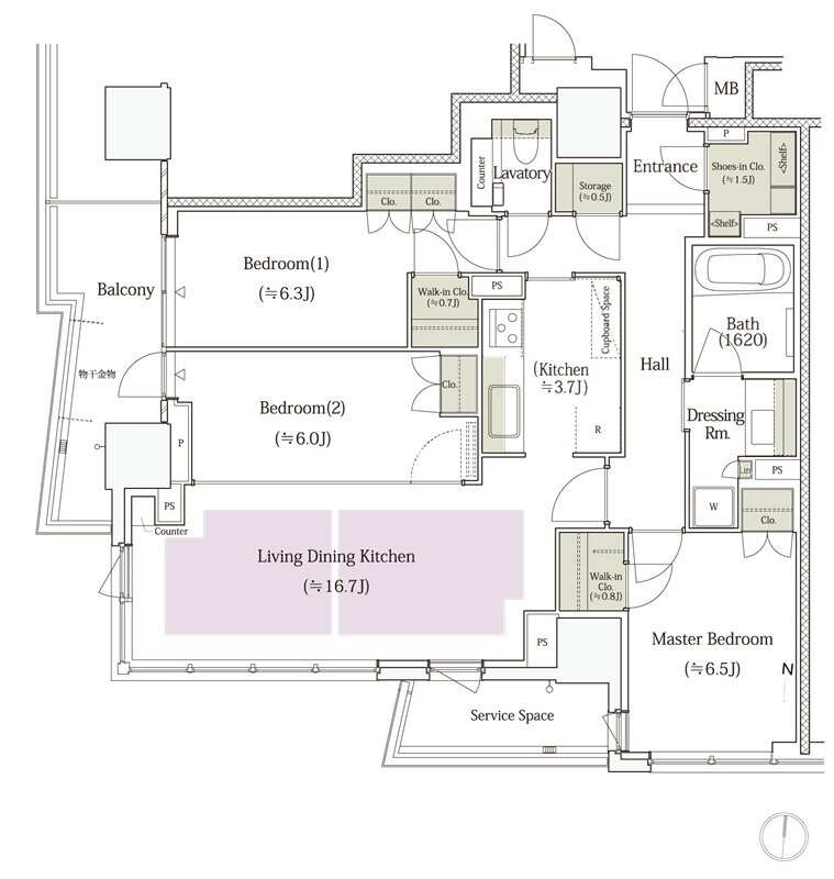 パークタワー栄 間取り S-90Gタイプ