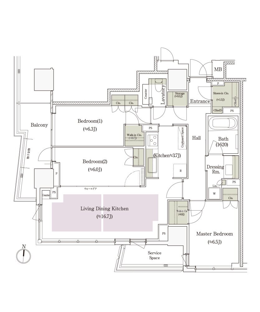 パークタワー栄 間取り S-90Gタイプ