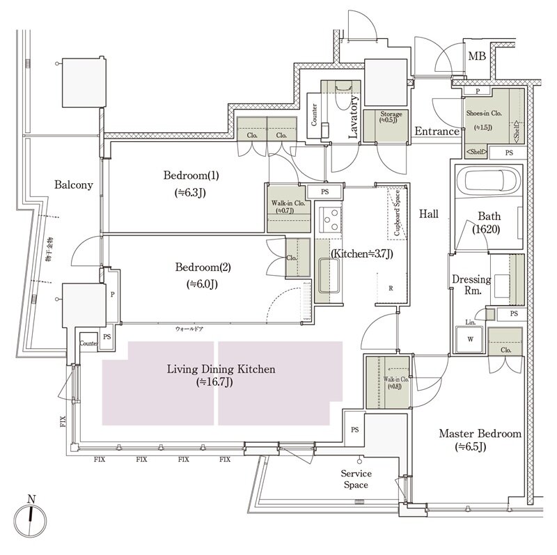 パークタワー栄 間取り S-90Gタイプ