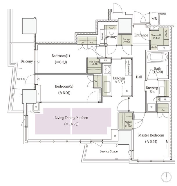 パークタワー栄 間取り S-90Gタイプ