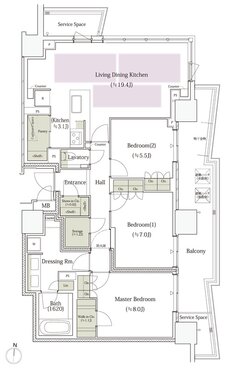 パークタワー栄 間取り P-100Lタイプ