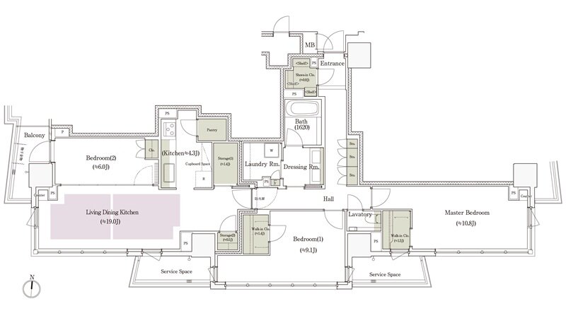 パークタワー栄 間取り P-117Kタイプ