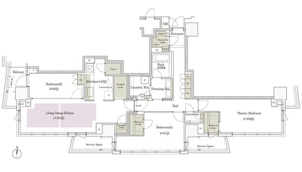 パークタワー栄 間取り P-117Kタイプ