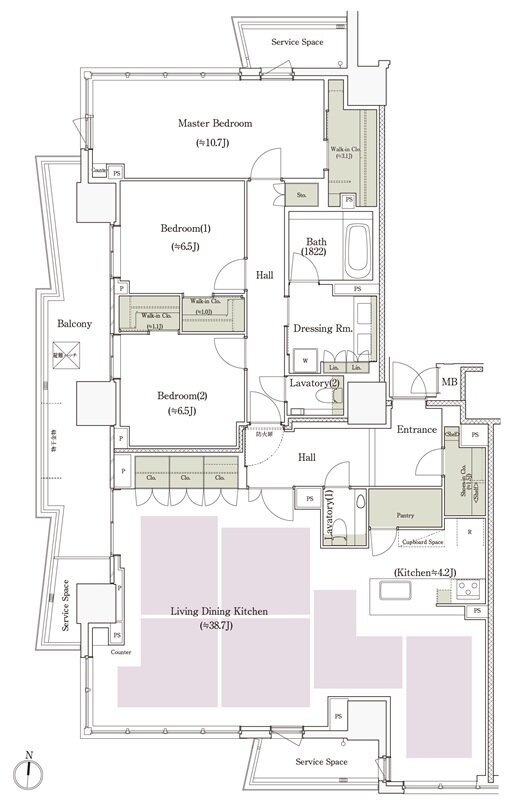 パークタワー栄 間取り L-155Mタイプ